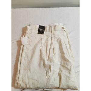 Trust NWT Linen Pants Mens 42 X 32 (Actual 40 X 31) Cream Chino Dress Travel